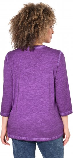 Ulla Popken UNIQUE Embroidered 3/4 Sleeve Tee Purple - T-shirts - T-shirts til kvinder