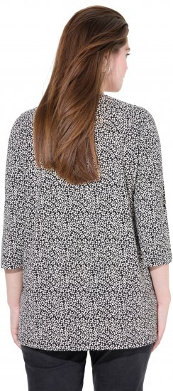 Ulla Popken Floral A-Line 3/4 Sleeve Tee Black - Ulla Popken - 