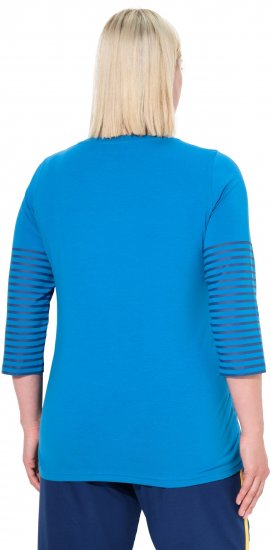 Ulla Popken Paper Boat Print 3/4 Sleeve Tee Pacific Blue - Trykte T-shirts til kvinder - 