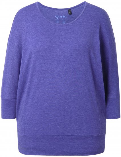 Ulla Popken Quick Drying Batwing Sleeve Tee Blueberry - Trykte T-shirts til kvinder - 