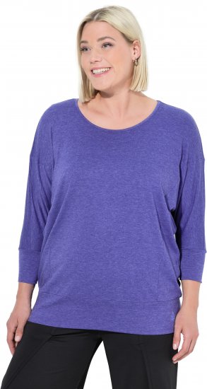 Ulla Popken Quick Drying Batwing Sleeve Tee Blueberry - Trykte T-shirts til kvinder - 