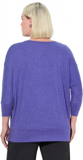 Ulla Popken Quick Drying Batwing Sleeve Tee Blueberry - Trykte T-shirts til kvinder - 