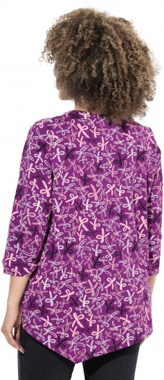 Ulla Popken Ribbon Print 3/4 Sleeve Asymmetric Tee Light Plum - Trykte T-shirts til kvinder - 