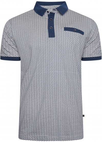 Kam Jeans 5528 AOP Print with Jacquard Collar/Cuffs Polo Navy - Polotrøjer - Polotrøjer 2XL-8XL