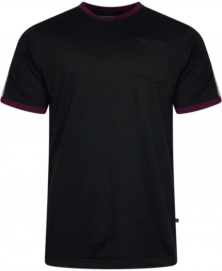 Kam Jeans 5781 Ringer Tee with Shoulder Tape Black - T-shirts - T-shirts i store størrelser - 2XL-14XL