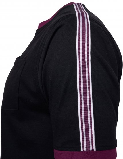 Kam Jeans 5781 Ringer Tee with Shoulder Tape Black - T-shirts - T-shirts i store størrelser - 2XL-14XL