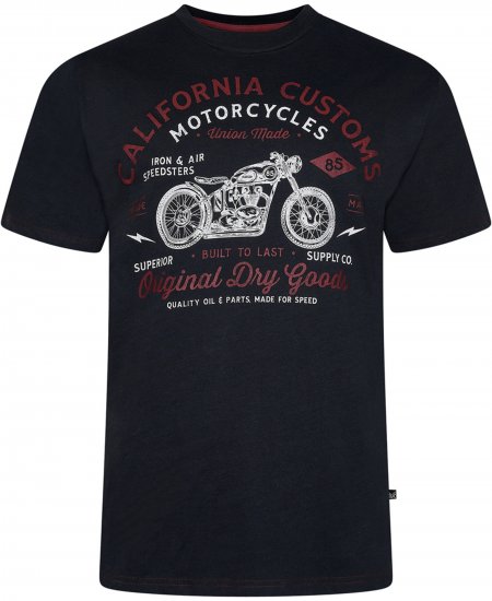 Kam Jeans 5787 California Customs Print Tee Black - T-shirts - T-shirts i store størrelser - 2XL-14XL