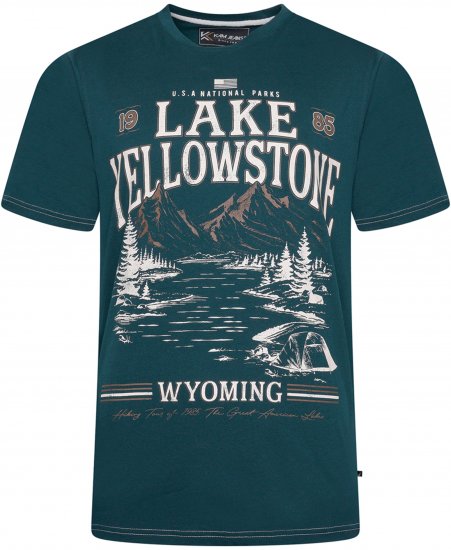 Kam Jeans 5792 Lake Yellowstone Print Tee Dark Sea - T-shirts - T-shirts i store størrelser - 2XL-14XL