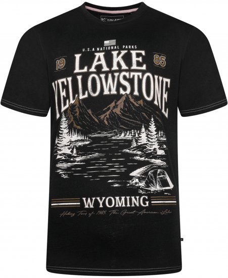 Kam Jeans 5792 Lake Yellowstone Print Tee Black - T-shirts - T-shirts i store størrelser - 2XL-14XL