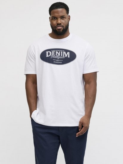 Jack & Jones Dover Denim O-Neck T-Shirt White - T-shirts - T-shirts i store størrelser - 2XL-14XL