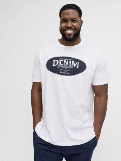 Jack & Jones Dover Denim O-Neck T-Shirt White - T-shirts - T-shirts i store størrelser - 2XL-14XL