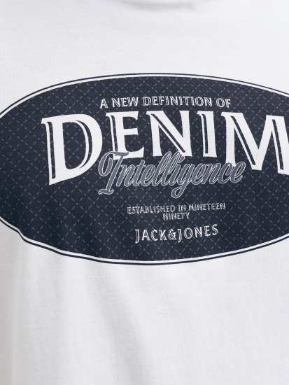 Jack & Jones Dover Denim O-Neck T-Shirt White - T-shirts - T-shirts i store størrelser - 2XL-14XL