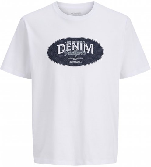Jack & Jones Dover Denim O-Neck T-Shirt White - T-shirts - T-shirts i store størrelser - 2XL-14XL