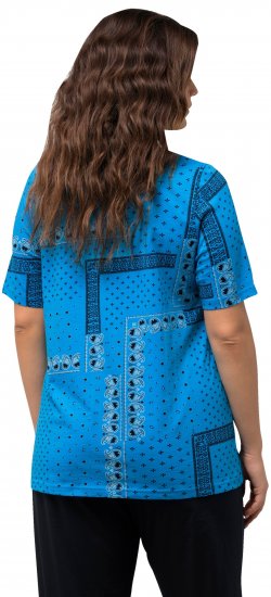 Ulla Popken Paisley A-Line Short Sleeve Tee Sapphire Blue - Trykte T-shirts til kvinder - 