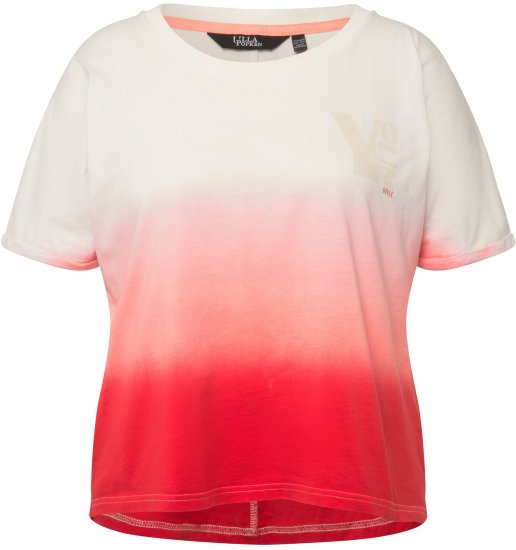Ulla Popken Dip Dyed Short Sleeve Logo Tee Off-White - Trykte T-shirts til kvinder - Printede T-shirts til Damer