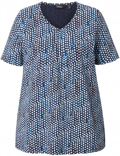 Ulla Popken So Many Dots Tee Navy Blue - Trykte T-shirts til kvinder - 