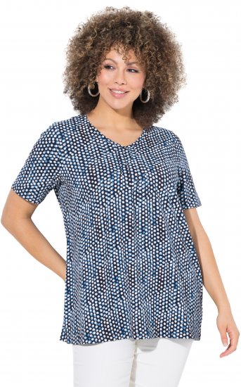 Ulla Popken So Many Dots Tee Navy Blue - Trykte T-shirts til kvinder - 