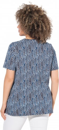Ulla Popken So Many Dots Tee Navy Blue - Trykte T-shirts til kvinder - 