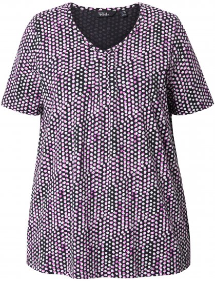 Ulla Popken So Many Dots Tee Light Heather - Trykte T-shirts til kvinder - 
