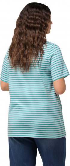 Ulla Popken Palm Tree Embroidered Tee Turquoise Green - Trykte T-shirts til kvinder - 