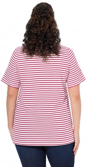 Ulla Popken Palm Tree Embroidered Tee Dark Raspberry - Trykte T-shirts til kvinder - 