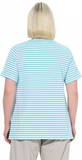 Ulla Popken Palm Tree Embroidered Tee Deep Aqua - Trykte T-shirts til kvinder - 