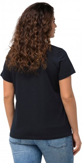Ulla Popken BISOUS Short Sleeve Graphic Tee Navy Blue - Trykte T-shirts til kvinder - 