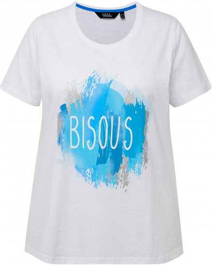 Ulla Popken BISOUS Short Sleeve Graphic Tee Snow White - Trykte T-shirts til kvinder - 