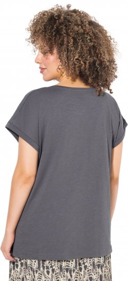 Ulla Popken LOVE Short Sleeve Graphic Tee Graphite Grey - Trykte T-shirts til kvinder - Printede T-shirts til Damer