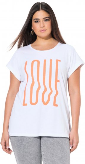 Ulla Popken LOVE Short Sleeve Graphic Tee Snow White - Trykte T-shirts til kvinder - 