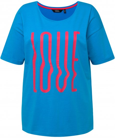 Ulla Popken LOVE Short Sleeve Graphic Tee Sapphire Blue - Trykte T-shirts til kvinder - 