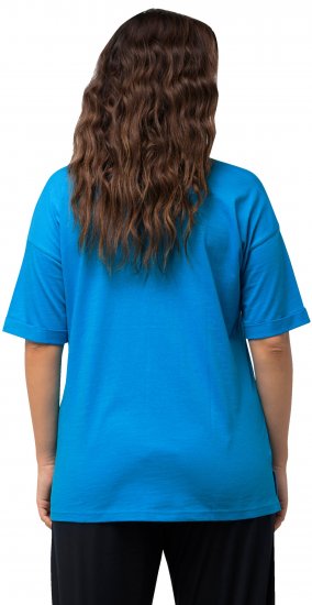 Ulla Popken LOVE Short Sleeve Graphic Tee Sapphire Blue - Trykte T-shirts til kvinder - 