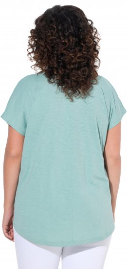 Ulla Popken Metallic Animal Cap Sleeve Graphic Tee Light Green - Trykte T-shirts til kvinder - Printede T-shirts til Damer