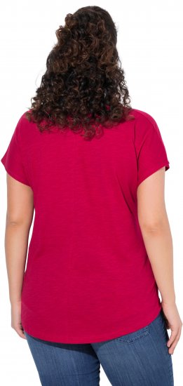 Ulla Popken Metallic Animal Cap Sleeve Graphic Tee Dark Raspberry - Trykte T-shirts til kvinder - 