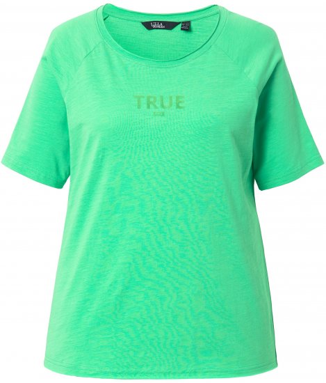 Ulla Popken TRUE Lettering Short Sleeve Tee Mint Green - Trykte T-shirts til kvinder - 