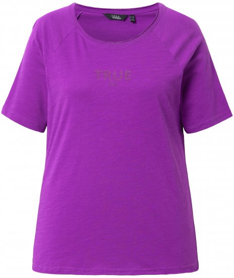 Ulla Popken TRUE Lettering Short Sleeve Tee Purple - Trykte T-shirts til kvinder - 