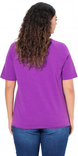 Ulla Popken TRUE Lettering Short Sleeve Tee Purple - Trykte T-shirts til kvinder - 