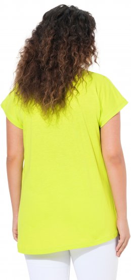 Ulla Popken Half-Sleeve A-line V-Neck Boat Pattern T-Shirt Lime - Trykte T-shirts til kvinder - 