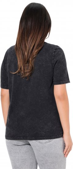 Ulla Popken Easy Short Sleeve Acid Wash Graphic Tee Black - Trykte T-shirts til kvinder - Printede T-shirts til Damer