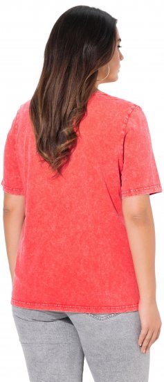 Ulla Popken Easy Short Sleeve Acid Wash Graphic Tee Light Red - Trykte T-shirts til kvinder - 