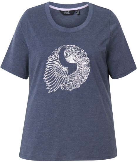Ulla Popken Peacock Short Sleeve Graphic Tee - Trykte T-shirts til kvinder - 