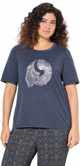 Ulla Popken Peacock Short Sleeve Graphic Tee - Trykte T-shirts til kvinder - 