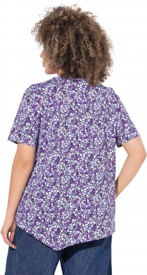 Ulla Popken Floral Pointed Hem Short Sleeve Tee Purple - Trykte T-shirts til kvinder - 
