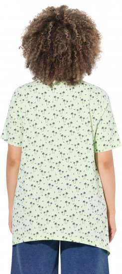 Ulla Popken Palm Tree Print Pointed Hem Tee Lett Lime - Trykte T-shirts til kvinder - 