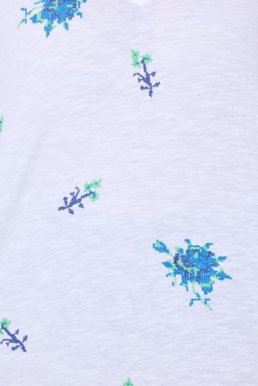 Ulla Popken Cross Stitch Short Sleeve Tee Snow White - Trykte T-shirts til kvinder - Printede T-shirts til Damer