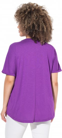 Ulla Popken Marine Print Short Sleeve Tee Purple - Trykte T-shirts til kvinder - 
