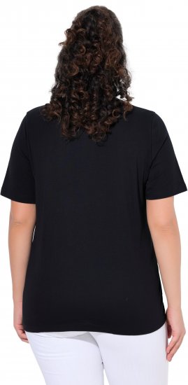 Ulla Popken Flamingo Short Sleeve Graphic Tee Black - Trykte T-shirts til kvinder - 