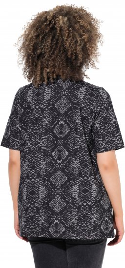 Ulla Popken Snake Print V-Neck Tee Graphite Grey - Trykte T-shirts til kvinder - 