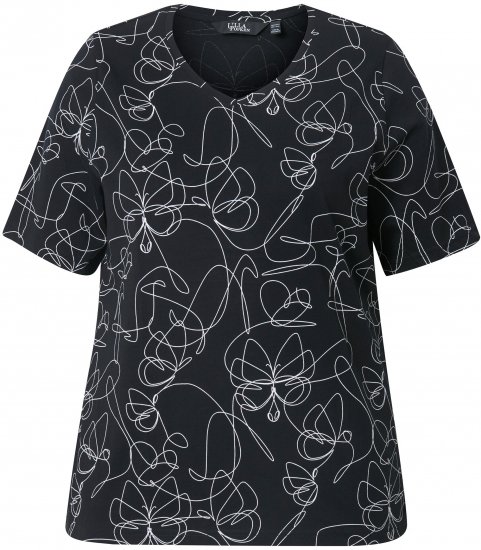 Ulla Popken Abstract Animal Print Short Sleeve Tee Black - Trykte T-shirts til kvinder - Printede T-shirts til Damer
