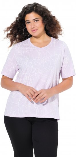 Ulla Popken Abstract Animal Print Short Sleeve Tee Lavender - Trykte T-shirts til kvinder - 